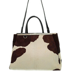 FENDI FF Jacquard Shopper Tote Shoulder Bag Brown